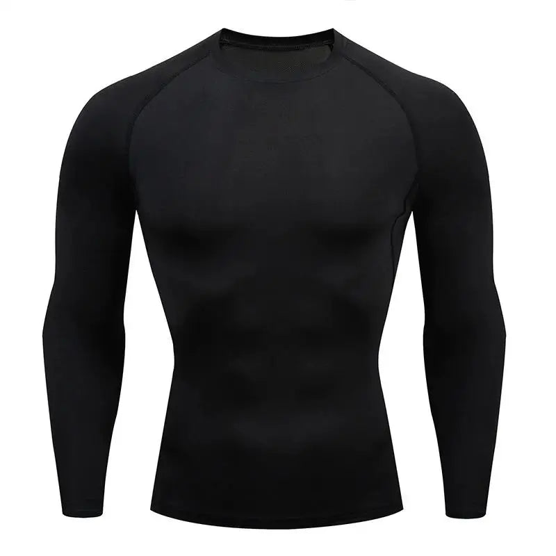 Sonechoki Men's Compression Running Shirt - Long Sleeve Polyester