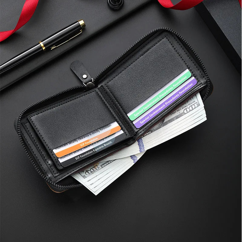 Men's Retro Short Wallet, Multi Functional Splicing Color Three Fold Wallet with Hidden Small Pocket, Ideal for Daily Casual Use