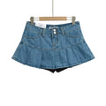 4 colors 2025 Y2K Low Waist Pleated Mini Skirt American Retro Women Package Hips Ruffles Short Skater Skirts With Shorts lining