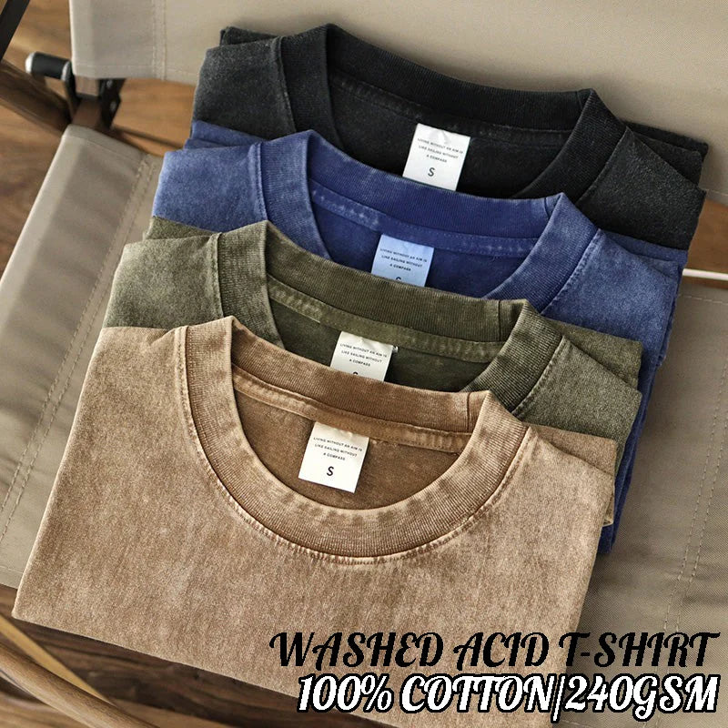 Men's Oversized Cotton T-Shirt - Short Sleeve Vintage Y2K Style