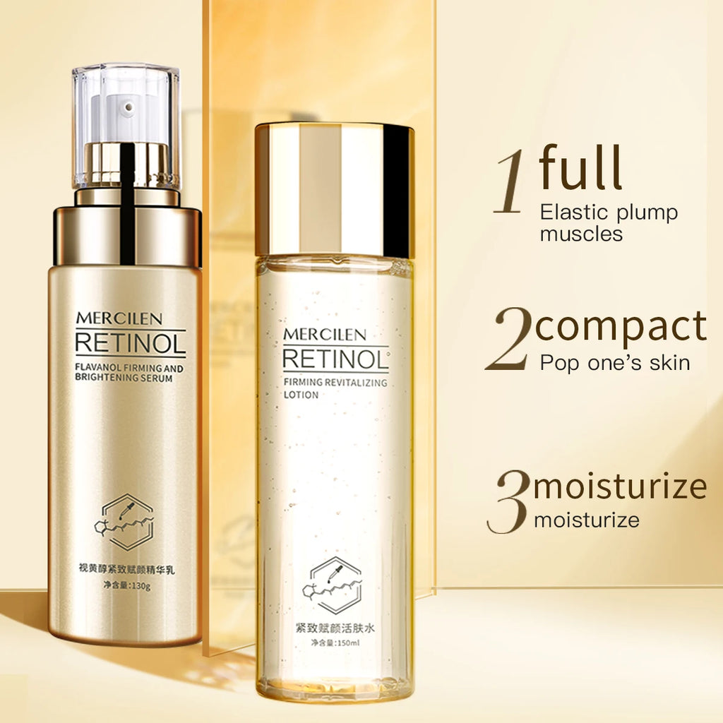 Mercilen Retinol Water-Lotion Combination Set 150Ml+130G, Daily Skincare Set, Rich in Hyaluronic Acid and Niacinamide, Brightening and Firming Care for Sensitive Skin, Premium Gift Box, Ideal Holiday Gift for Friends or Mothe