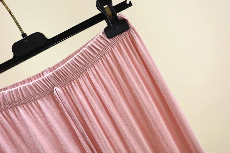 Plus size L to 6XL U-Neck Women's wide leg pants high waist Loose Long pant solid color Casual drapped trousers all match
