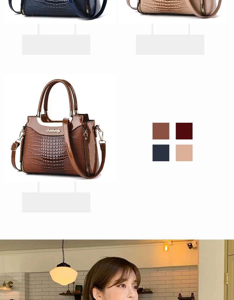 Stylish senior crocodile print women's handbag, temperament all large capacity single shoulder crossbody bag