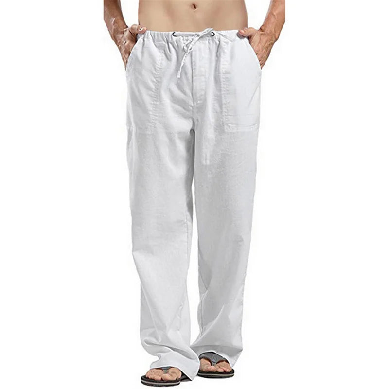 Spring Linen Wide Men Pants Korean Trousers Oversize Cotton Streetwear Male New Yoga Pants Casual Men Clothing Sweatpants