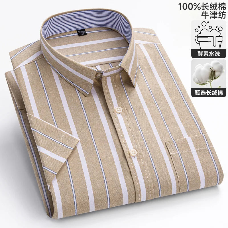 Men's Casual Short Sleeve Shirt - 100% Cotton Classic Fit 7XL