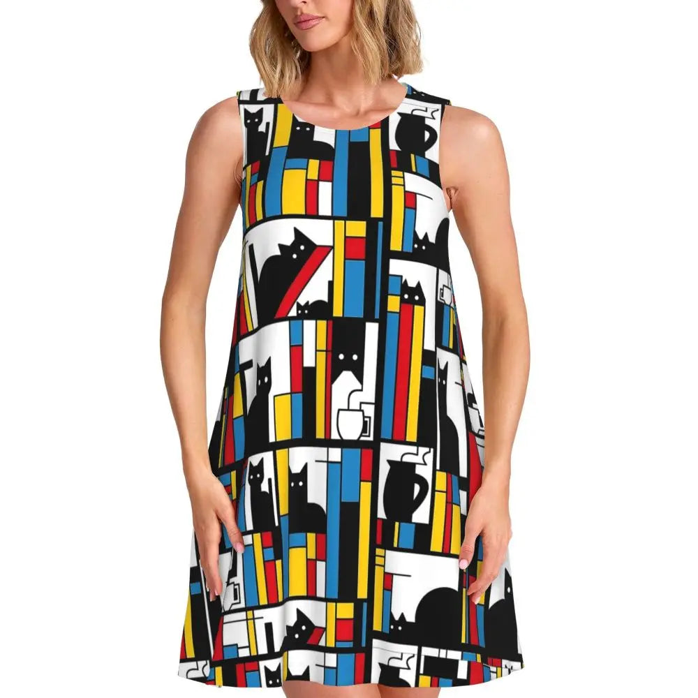 Music Note Colour Style Dress Boho Dresses Spring Aesthetic Oversized Tank Dress New Arrival Female Printed Vestido