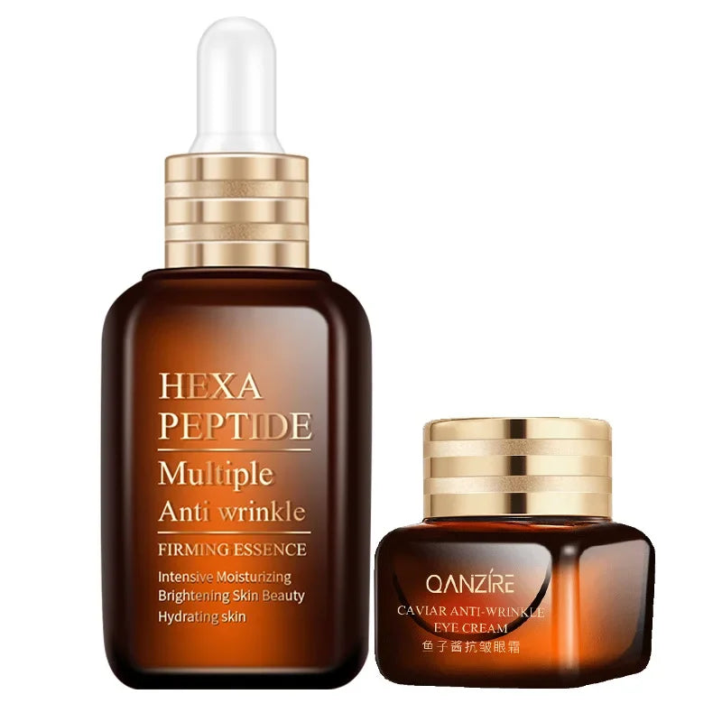 Small Brown Bottle Caviar Eye Cream 50ml Hexapeptide Serum Essence Anti-Wrinkle Face Serum Firming Serum