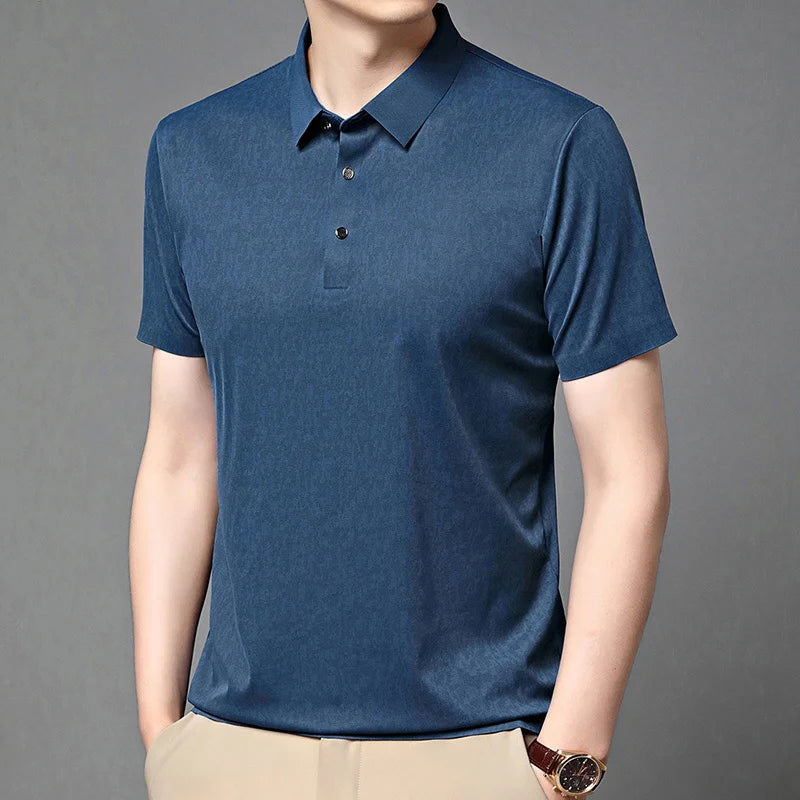 Mens Short Sleeve Geometric Pattern Polo Shirts Casual Summer Tops Lightweight Breathable Shirts for Men