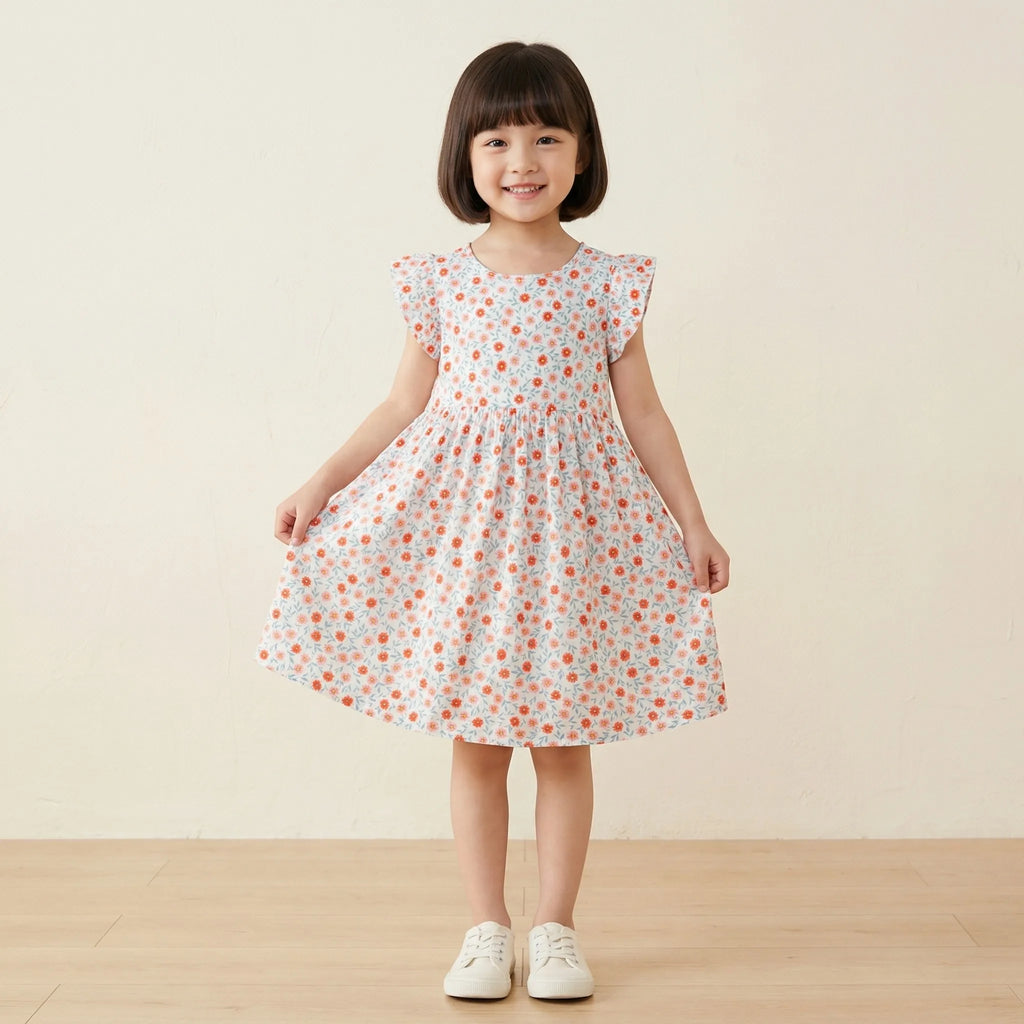 Girl Dress Floral Summer Kids Clothes Girls Children Flower Dresses Flying Sleeve Princess Party Outfit Children's Clothing