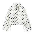 Woman Long Sleeve Pink Polka Dot Jacket Fashion Single Breasted High Collar Short Coat Women Spring Casual High Street Jacket