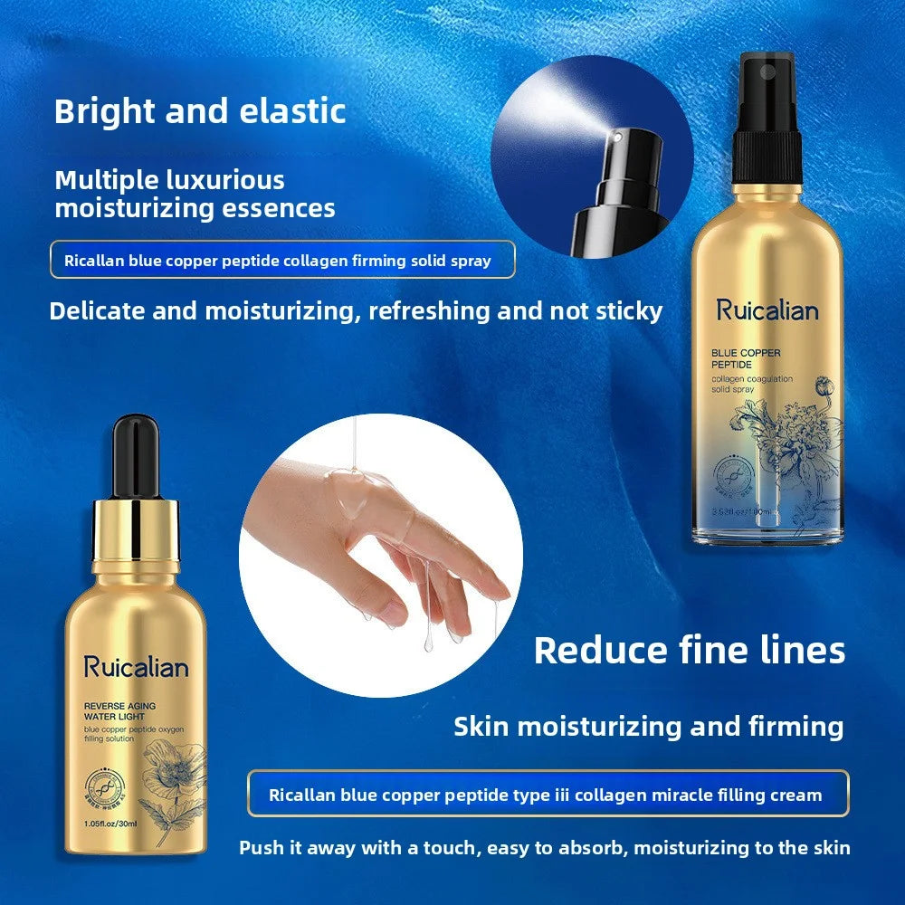 Blue copper peptide Anti-wrinkle Skin Care Set Deep Cleansing, Facial Balance, Oil Control and Moisturizing Facial care set