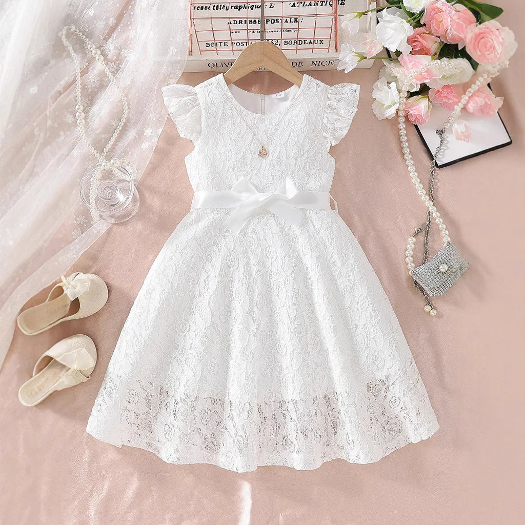 Girls Lace Dress Summer Princess Dresses for Kids Candy Color Teenager Wedding Performance Costume Baby Clothing 1-10T