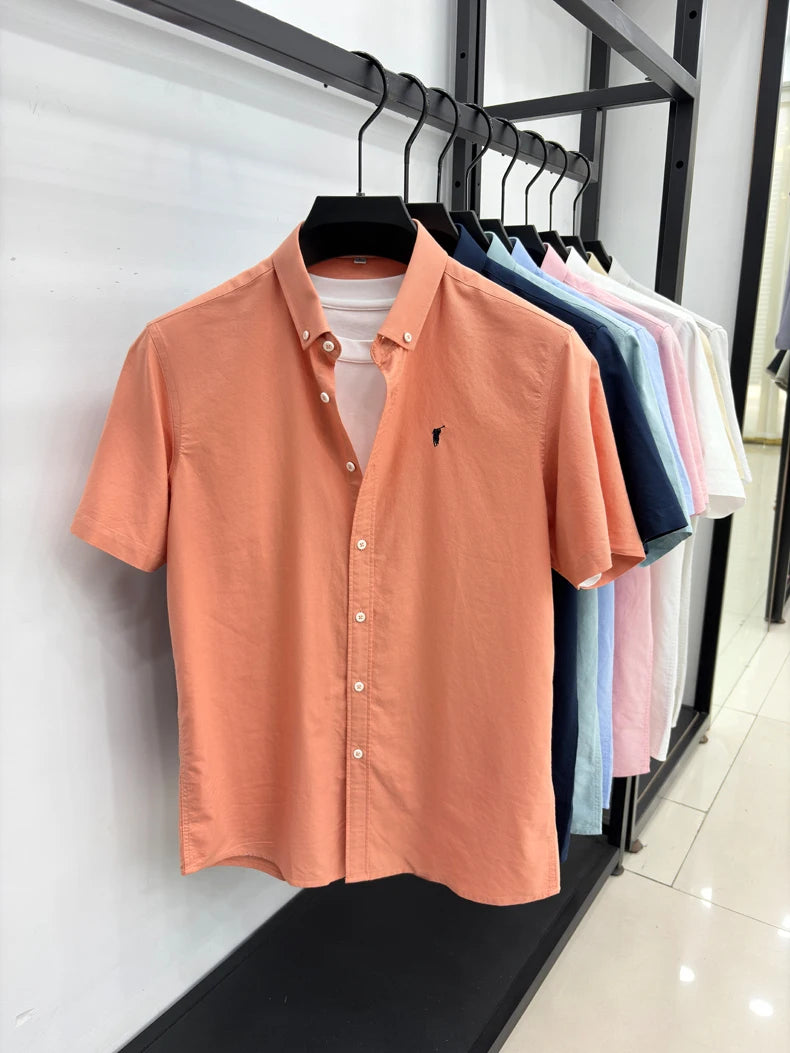 100% pure cotton short sleeve shirt summer new breathable men's T-shirt designer brand Paul Pony embroidery business casual top