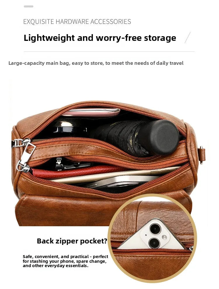 Retro Oil Wax Leather Crossbody Bag,with Textured and Vintage Feel,Simple and Elegant Flap Design,and Adjustable Shoulder Strap