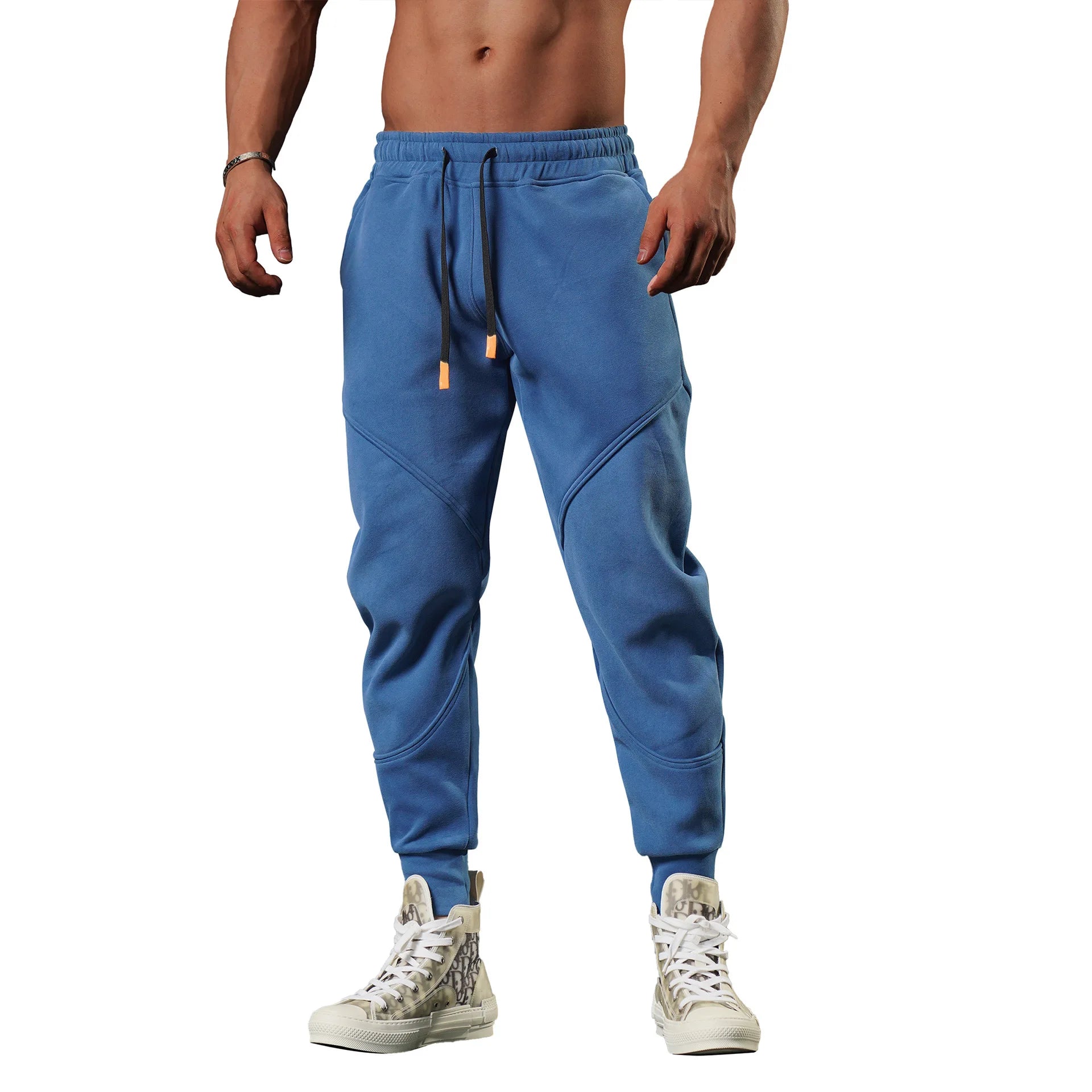 Men's Winter Running Sweatpants Warm Thick Cuffed Joggers For Outdoor Basketball Training