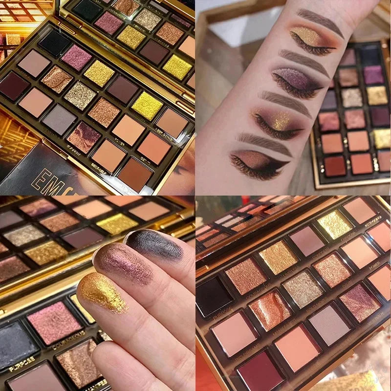 18-color Eye Shadow Palette Pearlescent Flow Finish Matte Glitter Rose Gold Black Punk-inspired Tones Party Makeup
