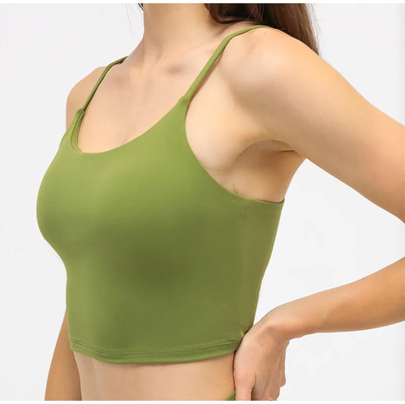 Solid Color Women Sports Bra Comprehensive Training Shockproof Halter Soft Sports Fitness Top Gym Yoga Chest Pad Comprehensive