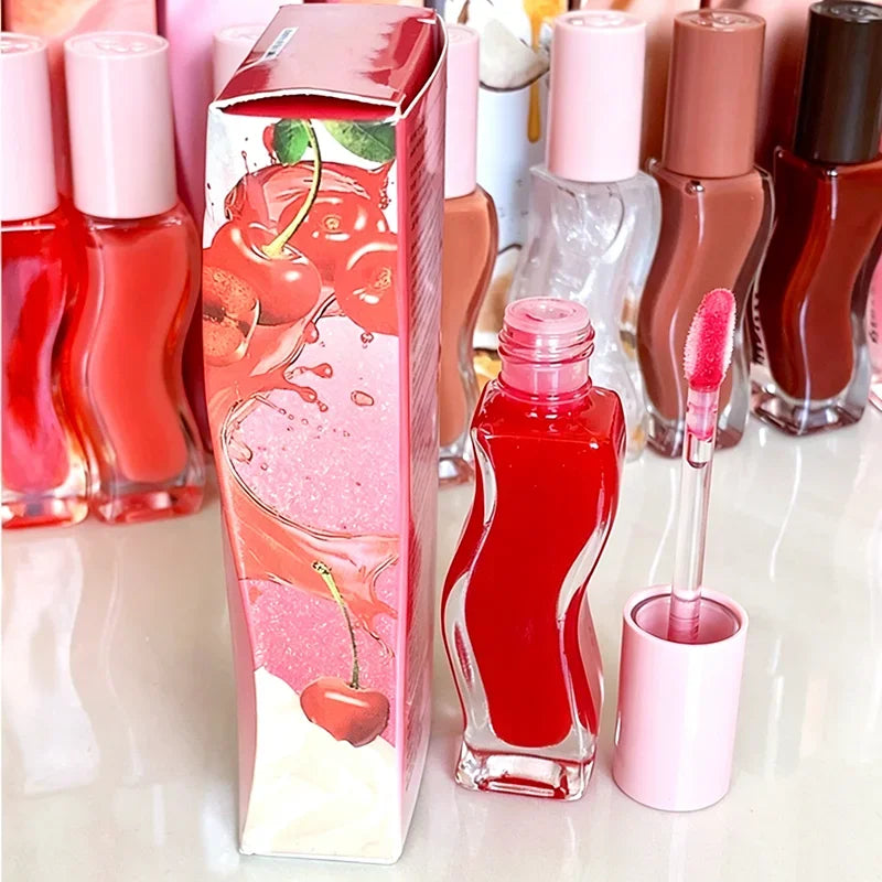 Fashion Dopamine New Summer Long-lasting Moisturizing Lip Oil Gloss Care Lips Plumping Exfoliating Watermelon Milky Mocha Gloss