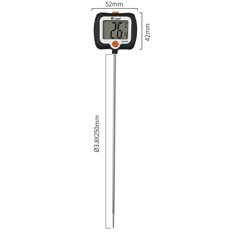 Digital Food Thermometer 300°C/572°F 304 Stainless Steel Probe LCD Display Thermometer Kitchen Grill BBQ Meat Oil Fry Temp Gauge