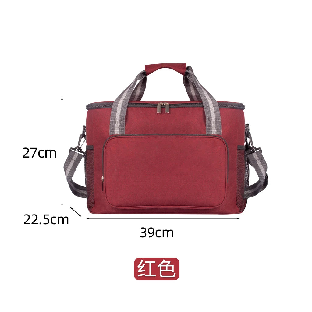 Bolsa Térmica Aislada Grande Negra Impermeable Antifugas Engrosada de Mano/Hombro para Picnic al Aire Libre
