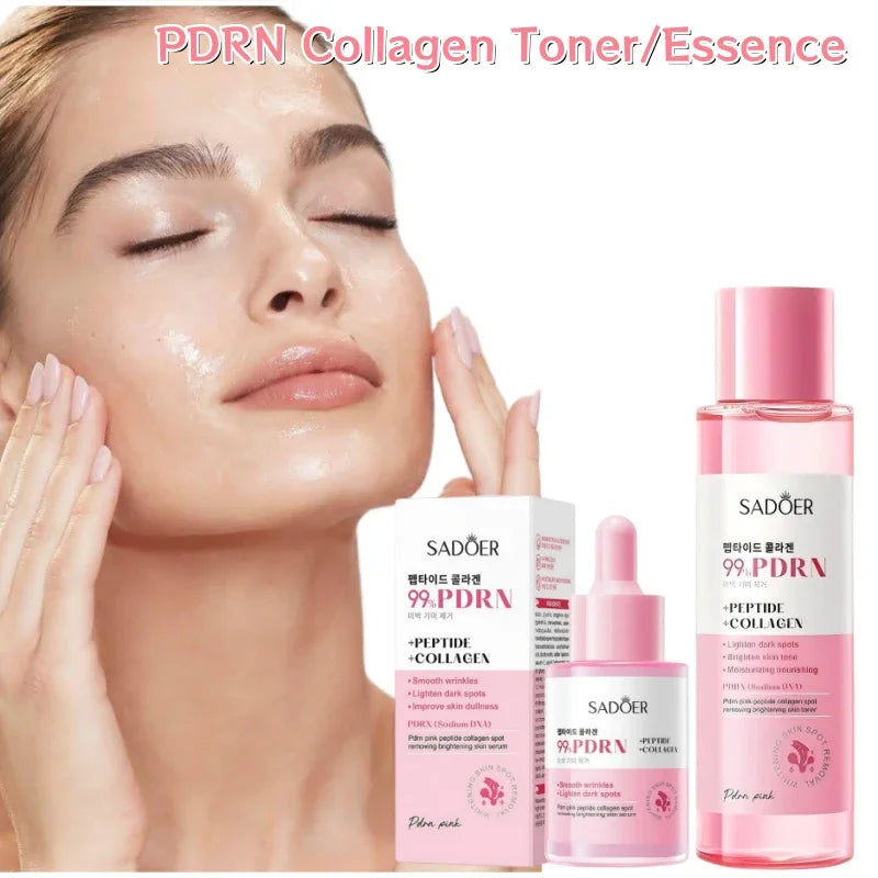 Pink PDRN Collagen Rich Essence With Peptides Salmon Moisturizing Toner,Refreshing Non-sticky Skin Care Serum For All Skin Types