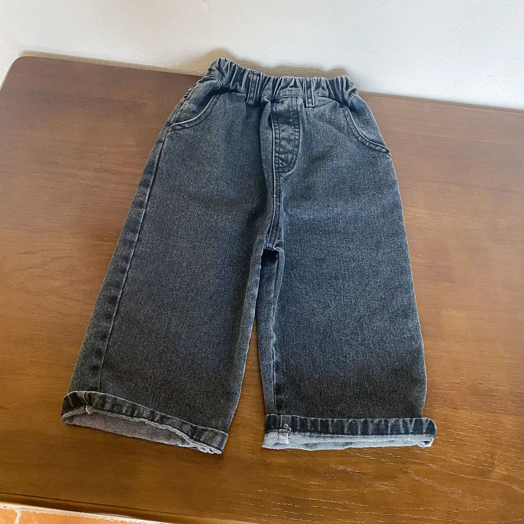 8701-1 Children'S Denim Pants Spring Autumn New Girls' Wide-Leg Pants 1-10Year Boy'S Jeans Casual