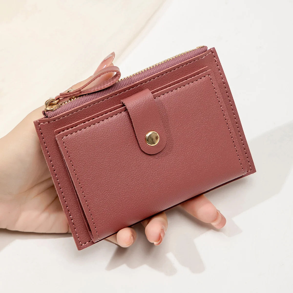 Minimalist and Fashionable Women's Short Card Bag Ultra-Thin Mini PU Leather Zero Wallet Women's Credit Card Holder Wallet