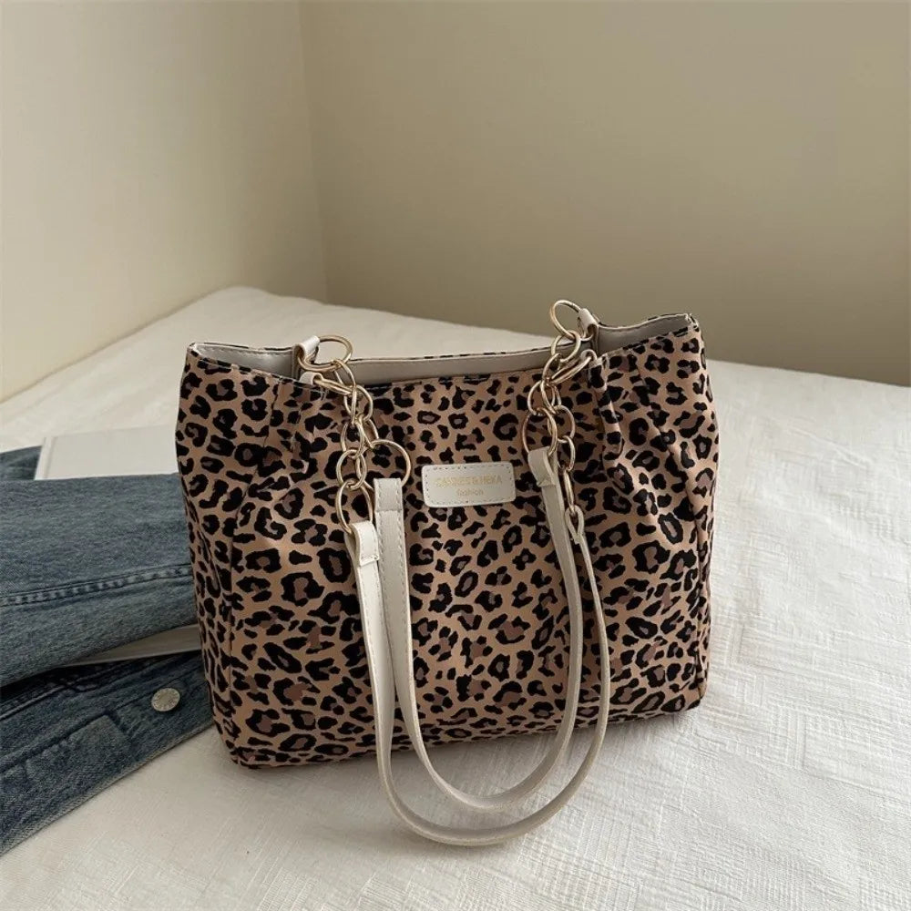 Trendy Large Capacity Women Shoulder Bag PU Leather Animal Printing Crossbody Bags Casual Style School Bag Tote Bag Girls