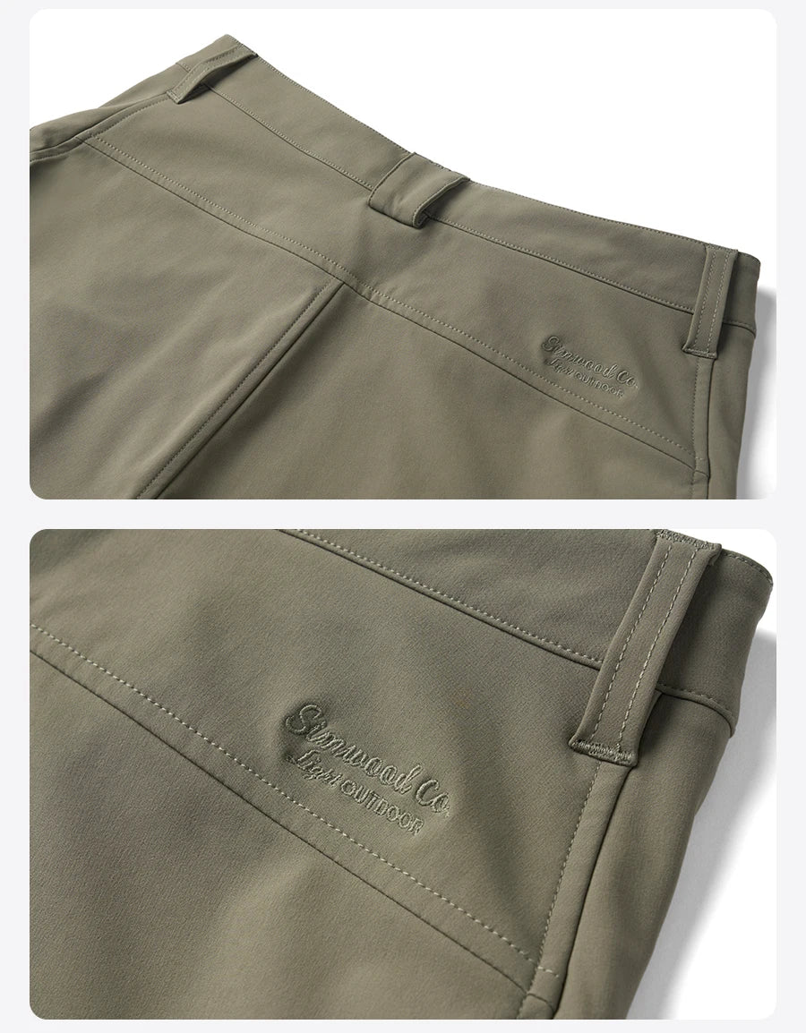 SIMWOOD 2026 Spring New Loose Straight Water Repellent Softshell Pants Men Elastic Hiking Trouser