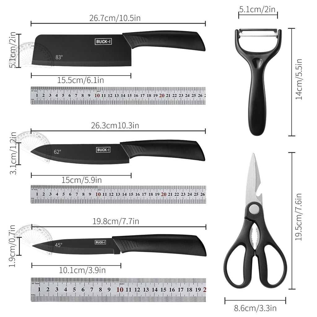 Juego de cuchillos de cocina de 3/5 piezas, juego de cuchillos de acero negro de alta calidad, cuchillos de regalo de acero inoxidable, utensilios de cocina para el hogar