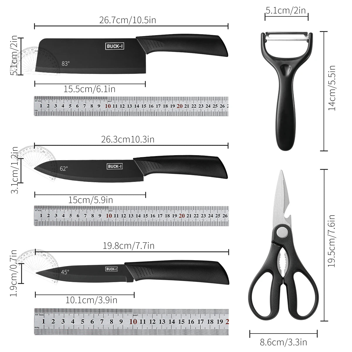 Juego de cuchillos de cocina de 3/5 piezas, juego de cuchillos de acero negro de alta calidad, cuchillos de regalo de acero inoxidable, utensilios de cocina para el hogar