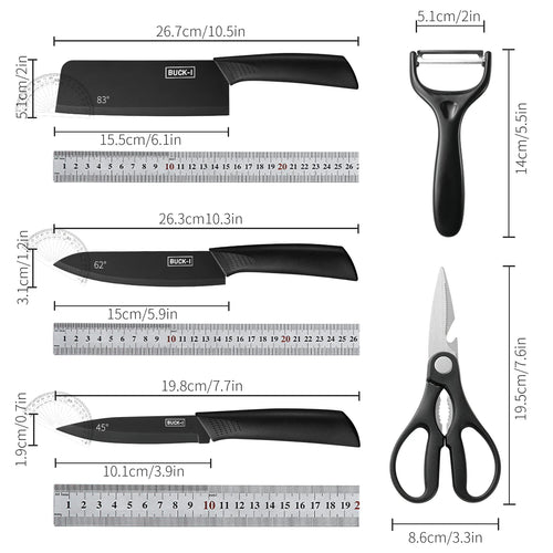 Juego de cuchillos de cocina de 3/5 piezas, juego de cuchillos de acero negro de alta calidad, cuchillos de regalo de acero inoxidable, utensilios de cocina para el hogar