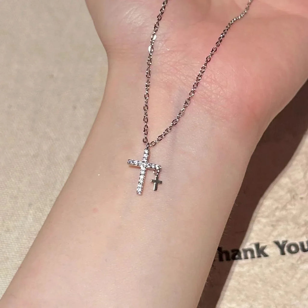 Fashion Cross Pendants Silver Color Clavicle Chain Choker Jesus Cross Pendant Necklace Jewelry For Men/Women'S