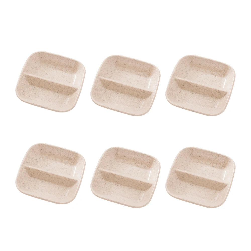 6PCS Wheat Straw Seasoning Dish Set - Small Dipping Snack Plates