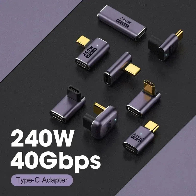 USB 4.0 PD 240W 8K USB-C Adapter – 40Gbps OTG Male to Female Connector