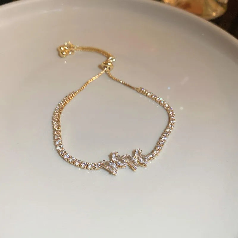 Wave Geometry Adjustable Bracelet Bangle Luxury Fashion Rhinestone Crystal Bracelets Women'S Wedding Wristband Jewelry