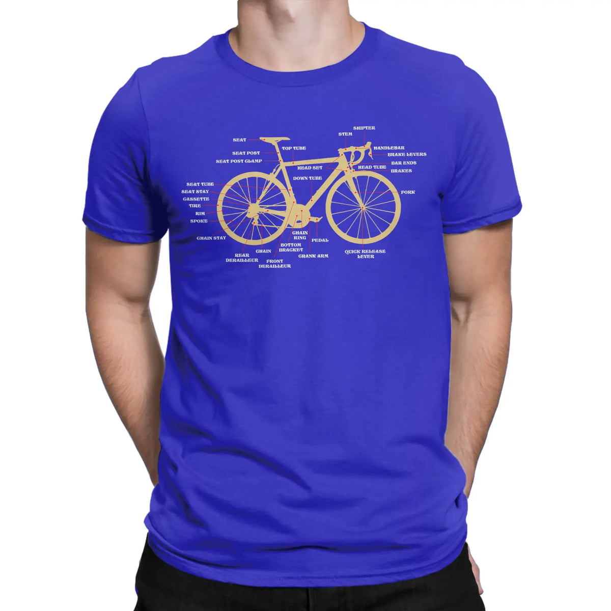 Men's Bicycle Anatomy Graphic T-Shirt - Casual Short Sleeve Cotton