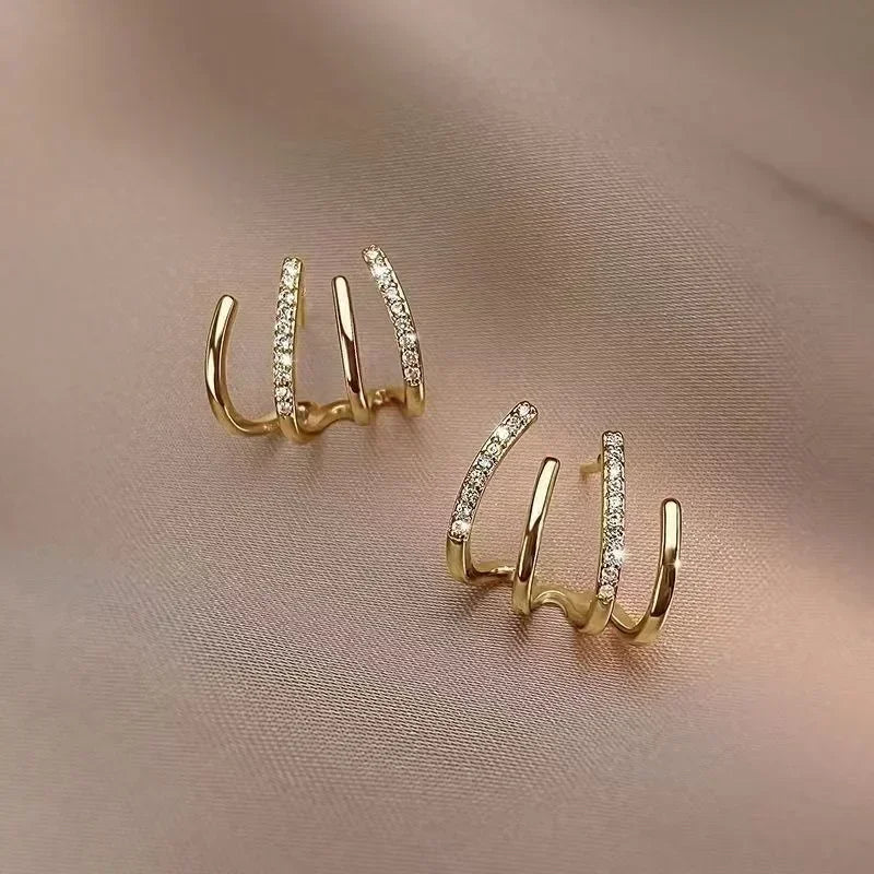 2026 New Shiny Four Claws Stud Earrings For Women'S Korean Rhinestone Zircon Earring Girls Birthday Wedding Fashion Jewelry