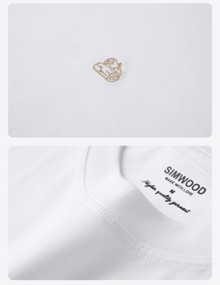 SIMWOOD Men's 230gsm Cotton Sorona Blend Soft Breathable T-Shirt Men Loose Fit Short Sleeve Tee Casual Summer Top