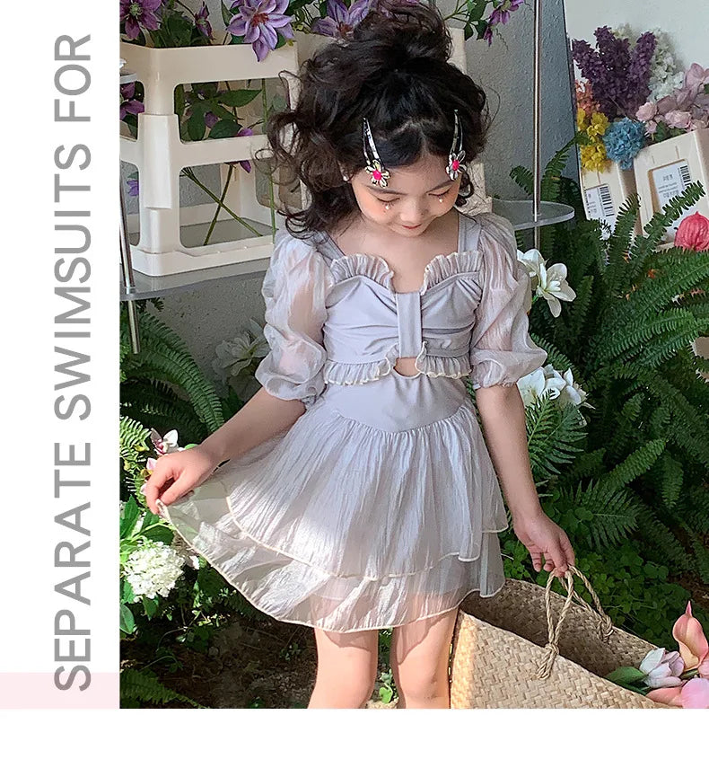 Parent-child Swimsuit Cute Puffed Sleeve Princess Dress One-piece Dress Style Parent-child Swimsuit
