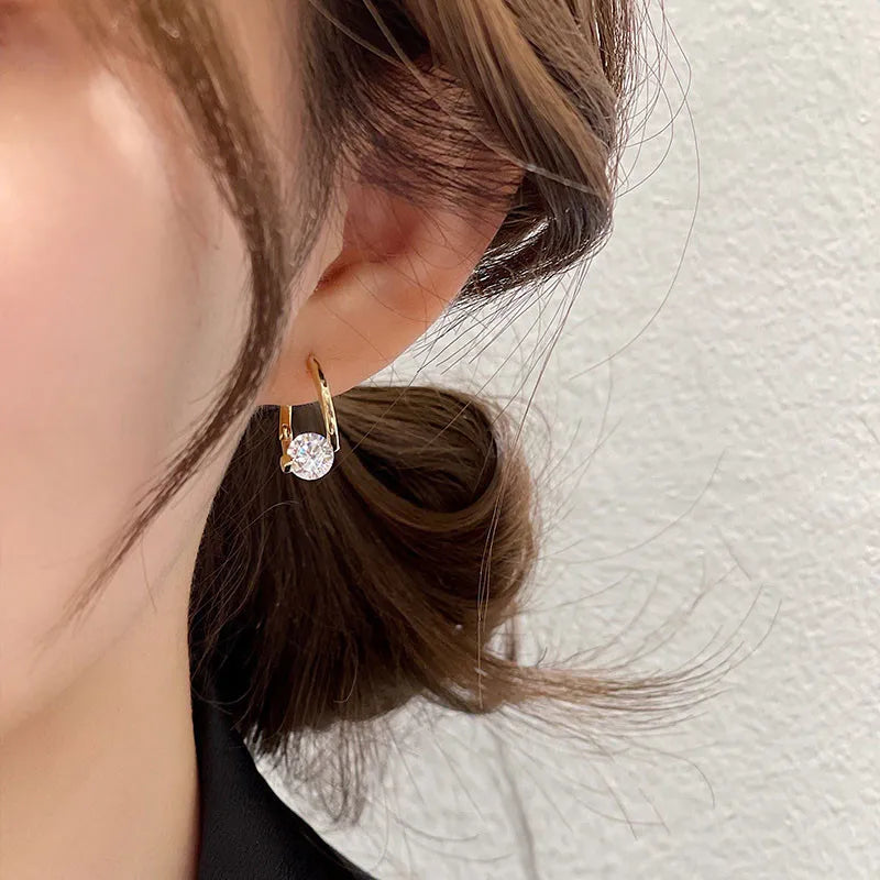 Korean Fashion Zircon Drop Earrings For Women'S Jewelry 2026 Trending New Luxury Women'S'S Geometric Hoop Earrings Pendientes Gifts
