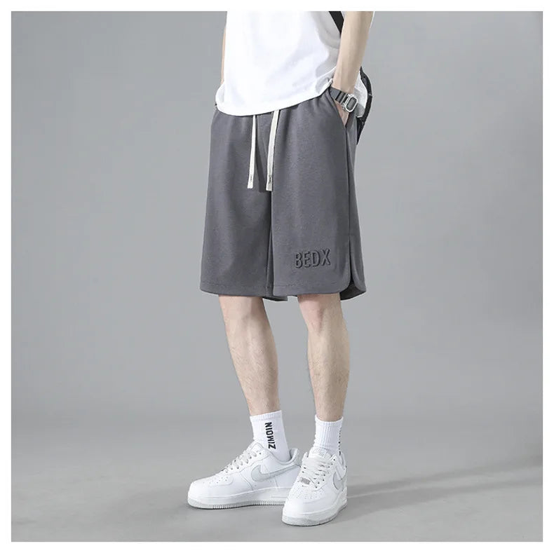 American Style Men's Summer Thin Sporty Loose Fit Casual Shorts Five-Quarter Polyester Fiber Straight Leg Street Style