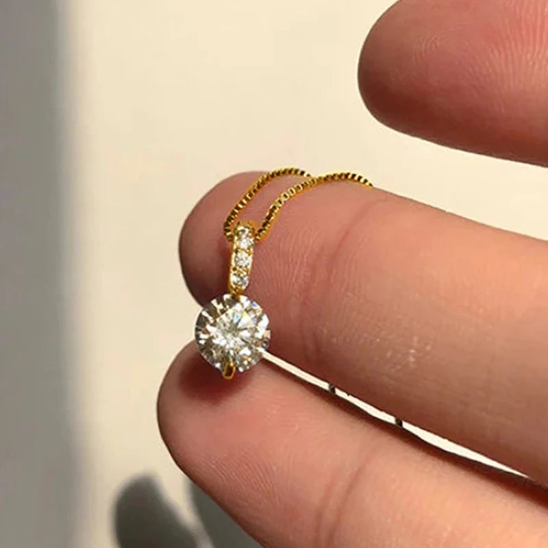 Huitan Eternity Pendant Necklace With Round Cubic Zirconia And Elegant Women'S'S Accessories For Wedding Classic Jewelry