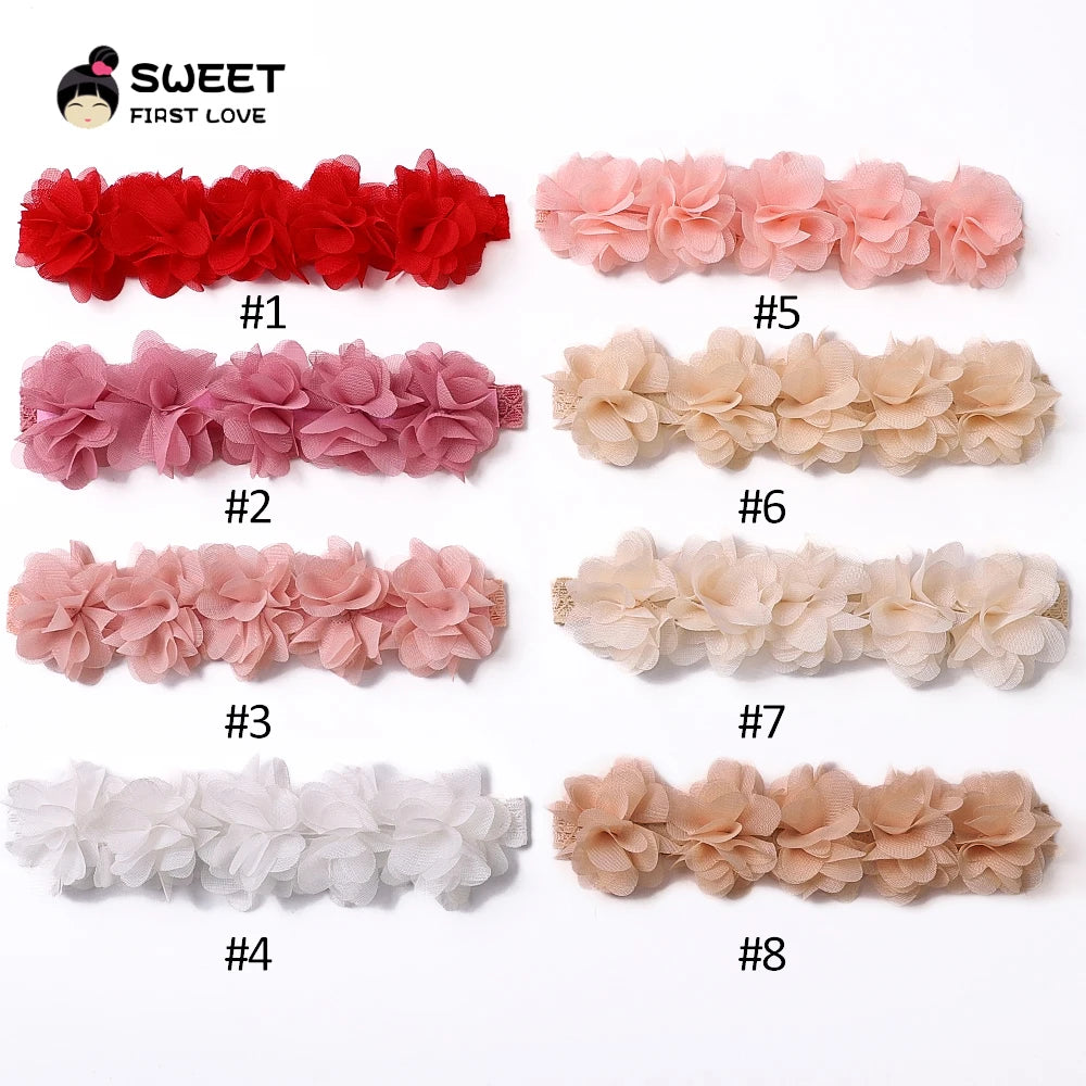 Pink Baby Flower Headband Pink Chiffon Hair Bands Handmade Diy Headwear Hair Accessories For Kids Children Newborn Toddler