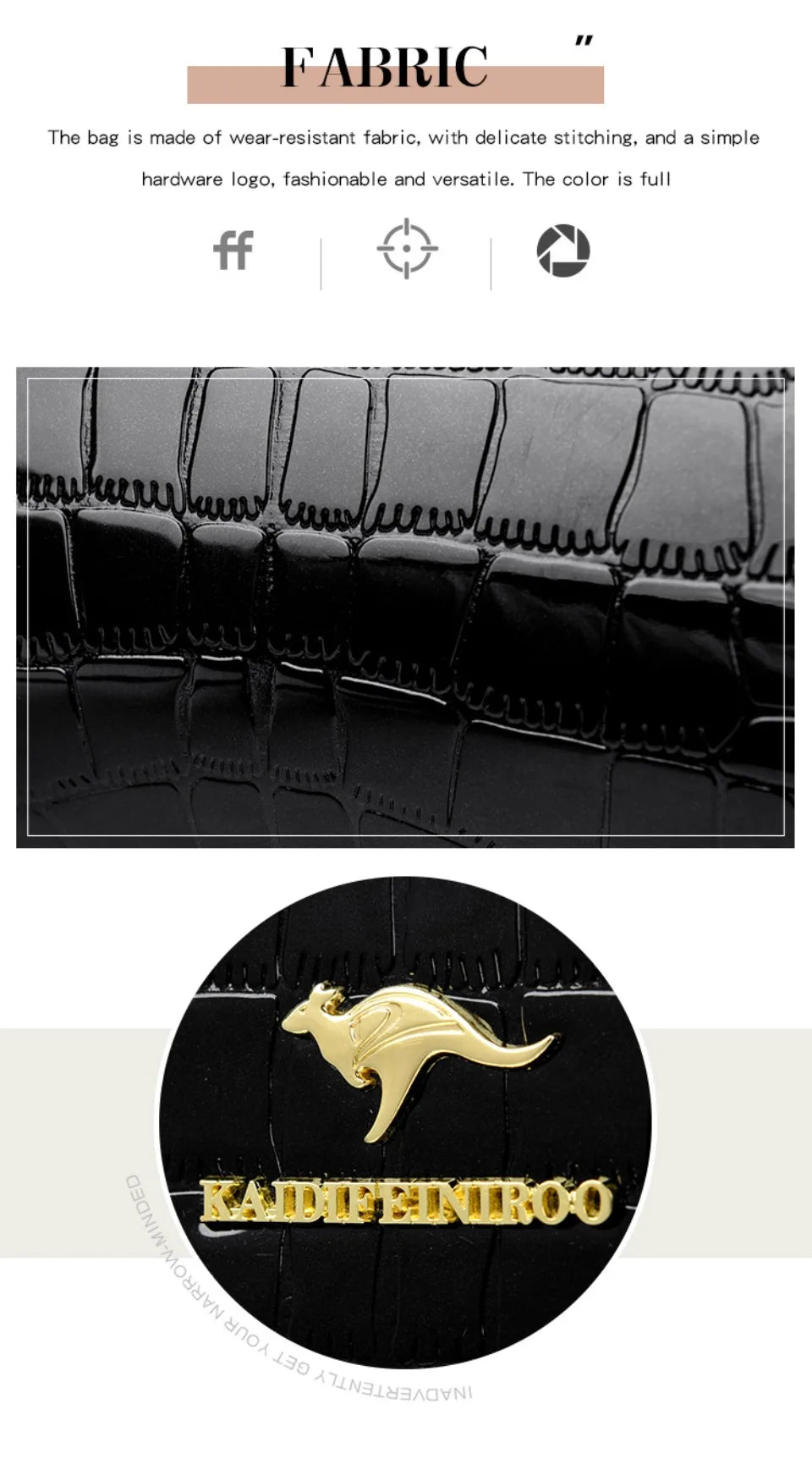 KAIDIFEINIROO Kangaroo Brand Alligator Pu Leather Shoulder Crossbody Bag Clutch Hand Bags for Mother Small Women Handbags New