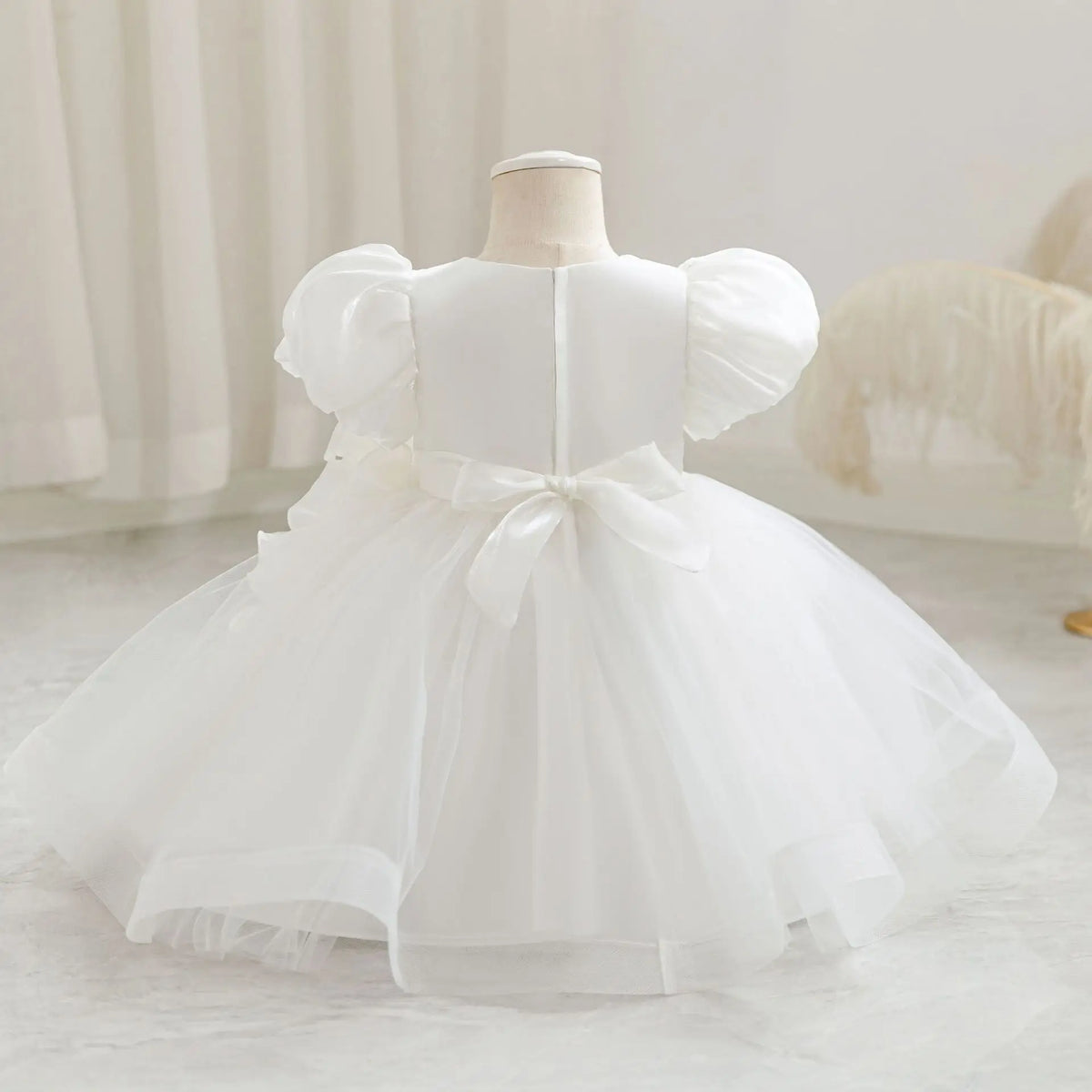 HETISO Summer 3D Bow Baby Girl's Birthday Dress Mesh Kids Ball Gown for Performance Holiday Party 1-4 Years