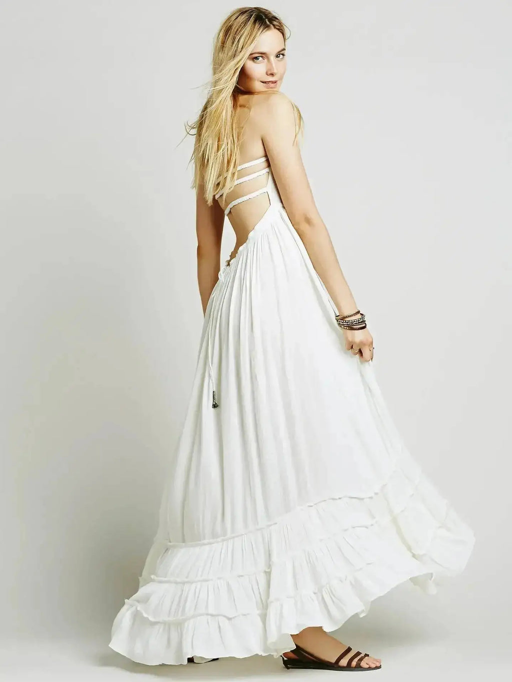 Beach Dress Sexy Dresses Boho Bohemian People Holiday Summer Long Backless Cotton Women Party Hippie Vestidos Mujer Ethnic