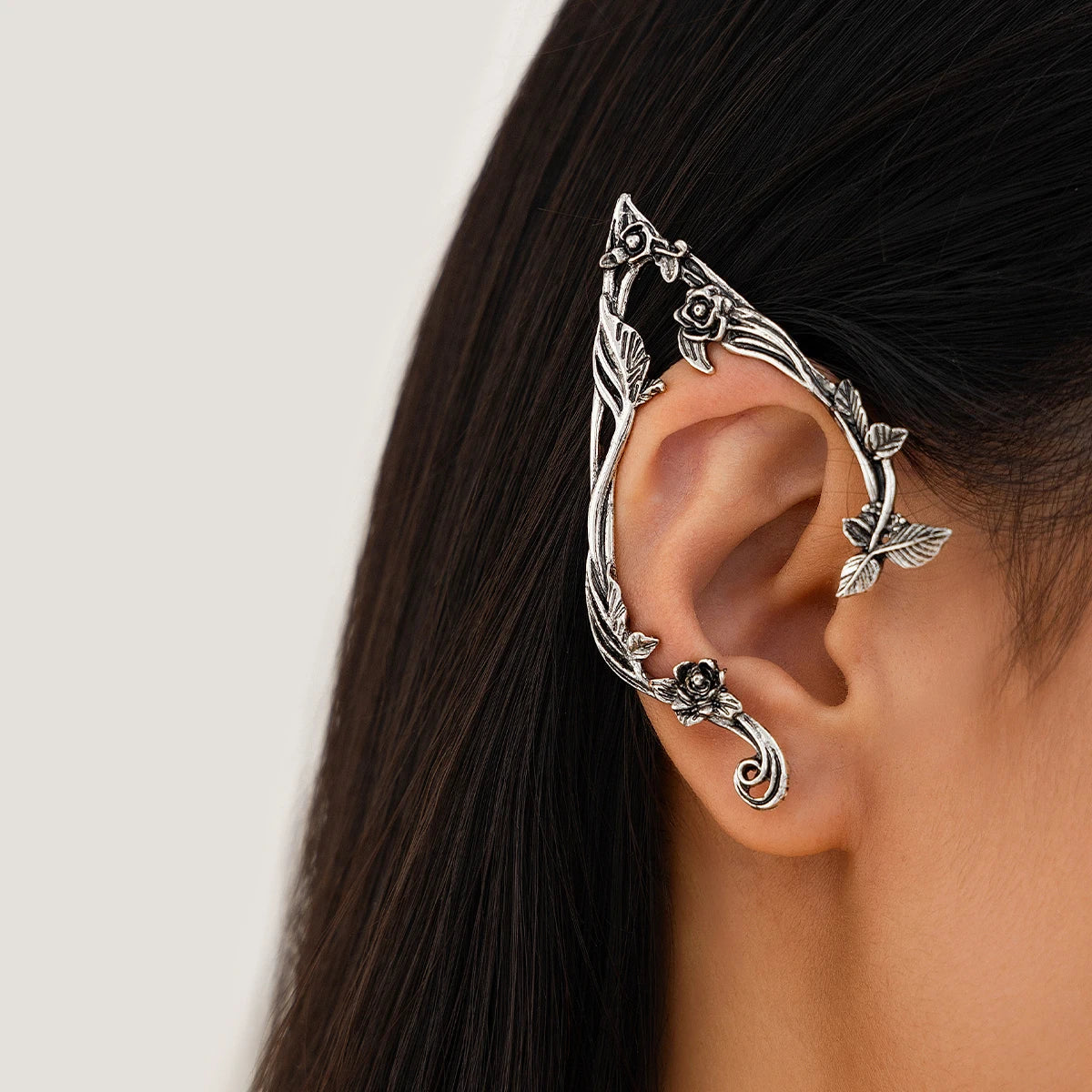 Purui Popular Gold Color Elf Flower Leaf Ear Clip Cute Jewelry Accessory Fairy Piercing Earrings Wedding Girls Jewelry Gifts New