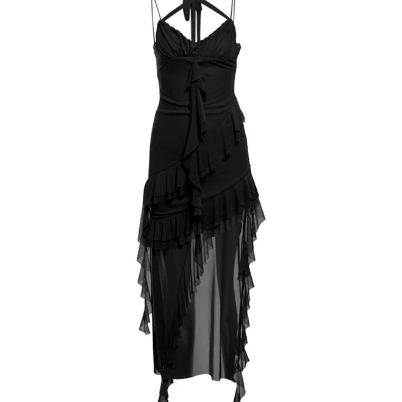 Fashionable Strapless Slim Fit Long Dress Sexy Trendy Girl High Waist Irregular Design Knitted Pure Color Spring New Arrival