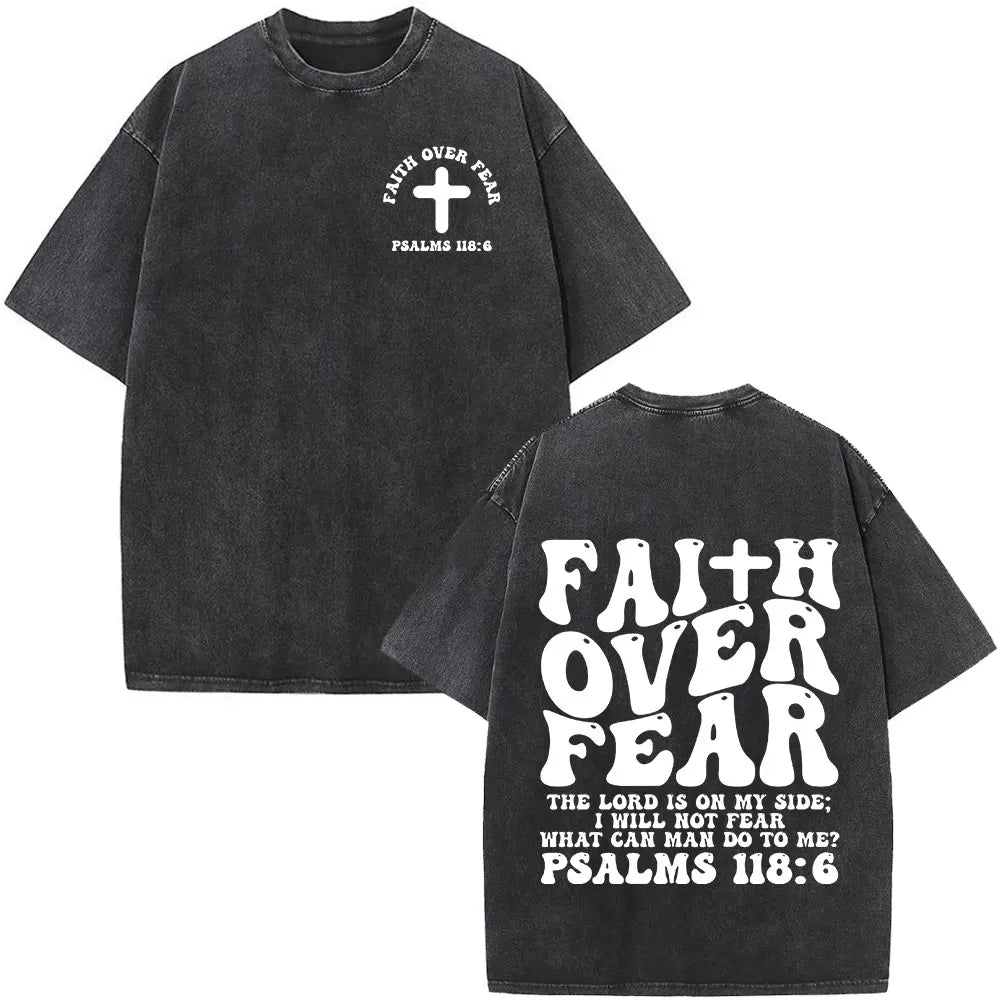 Faith Over Fear Bible Verse Tee For Men By Dshztooma Vintage Batik Print Black Everyday